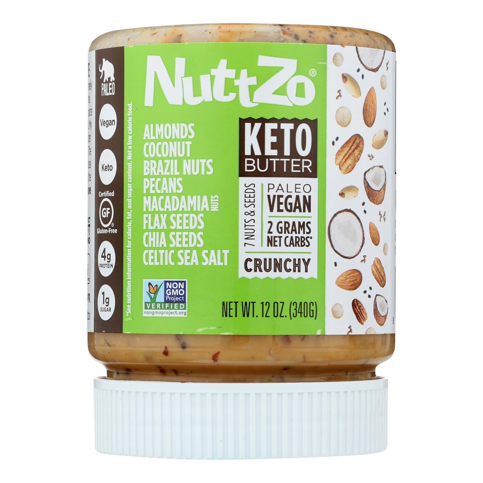 Nuttzo Nut & Seed Butter Keto, Low Carb, Unsweetened, 12 Oz. (Pack of 6)