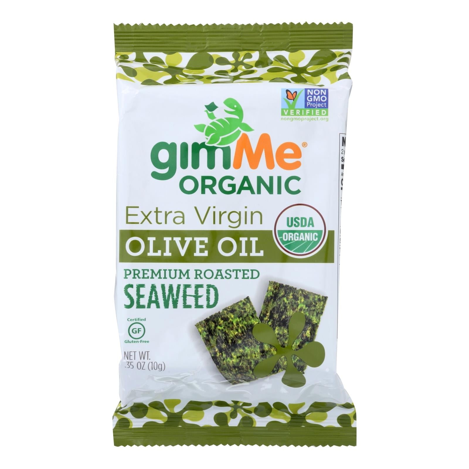 Gimme Seaweed Snacks Organic Extra Virgin Olive Oil Seaweed Snack - Case of 12 - .35 oz
