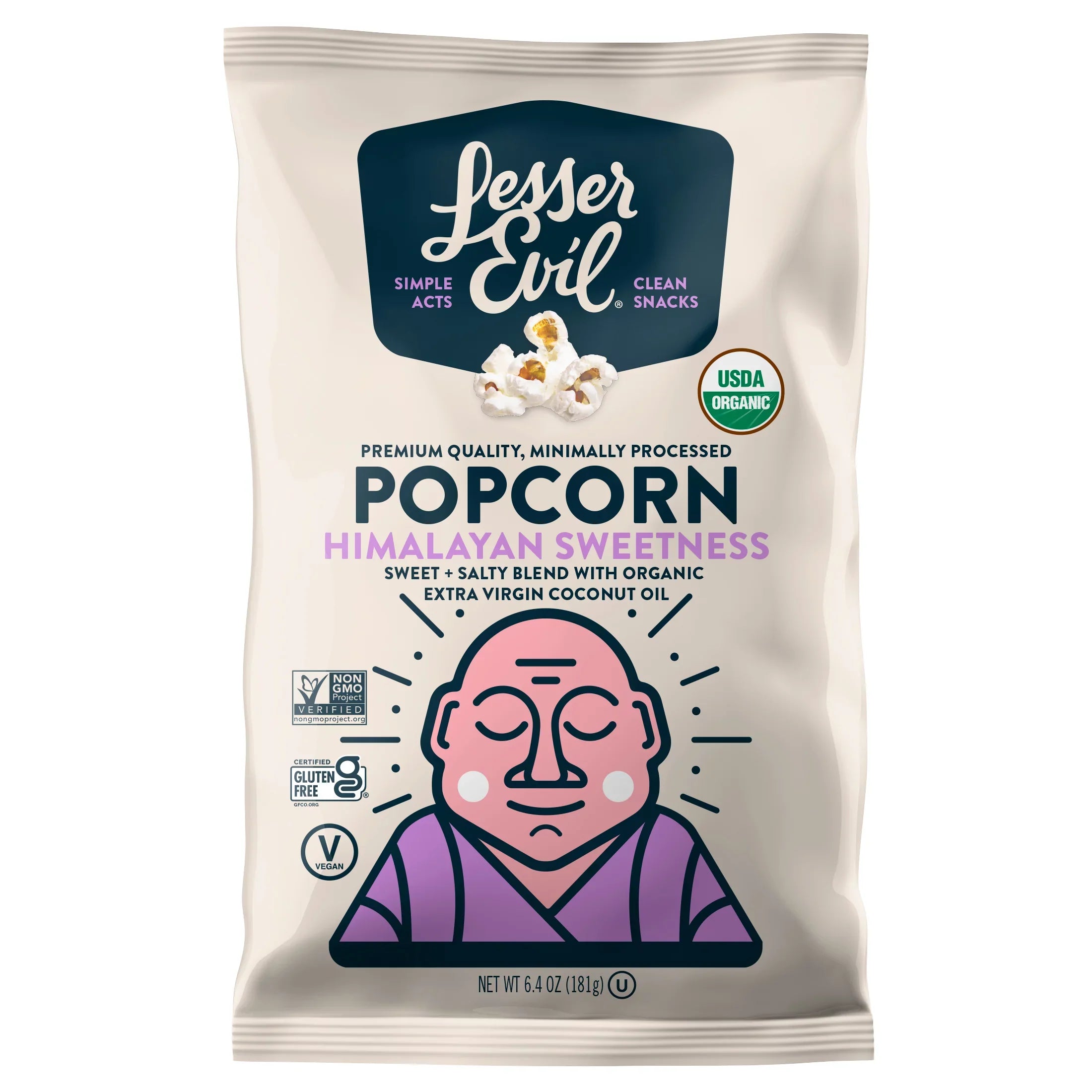 Lesser Evil Himalayan Pink Salt Sweet & Butter Kettle Corn (Pack of 12 - 6.4 oz)