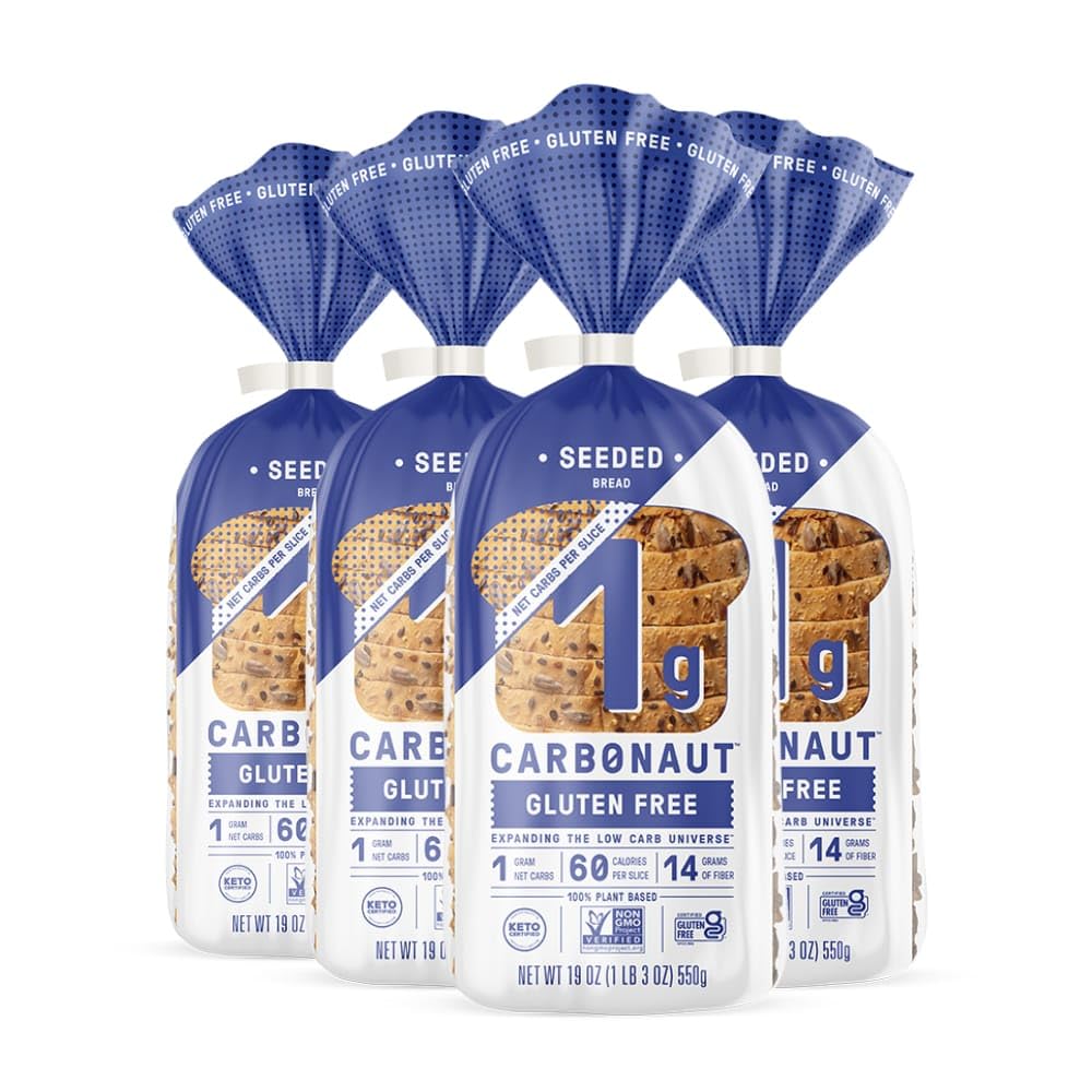 Carbonaut Gluten Free Bread, Low Carb Bread, Keto Bread, Keto-Certified Food, Snack, Meals, Non-GMO, Vegan Bread 4 Pack (Gluten Free White)
