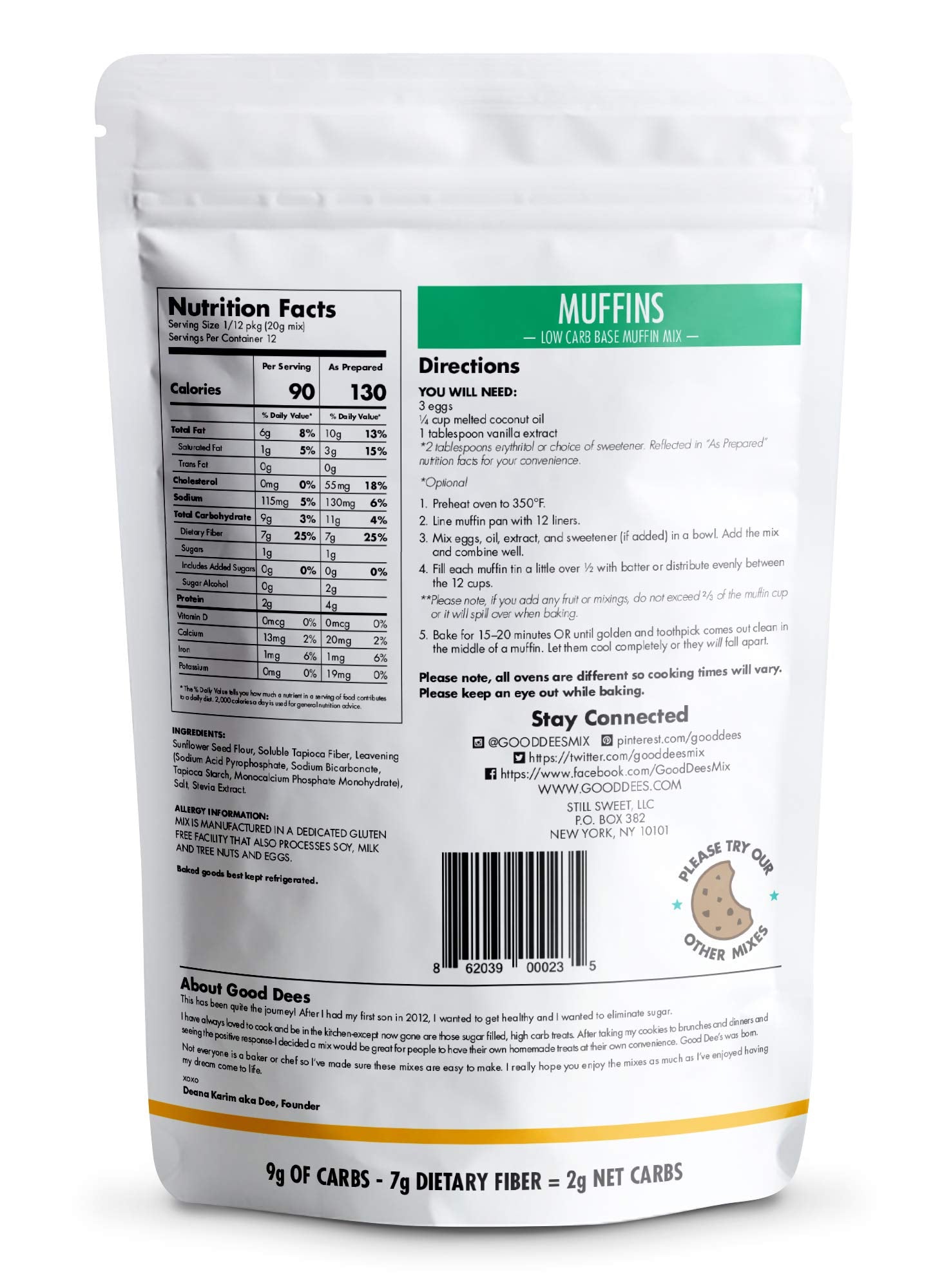 Good Dee's Butter Pecan Cookie Mix I Keto Baking Mix I Sugar Free, Diary Free, Gluten Free, Soy Free, Low Carb Cookie Mix I Diabetic and Atkins Friendly - 2g Net Carbs