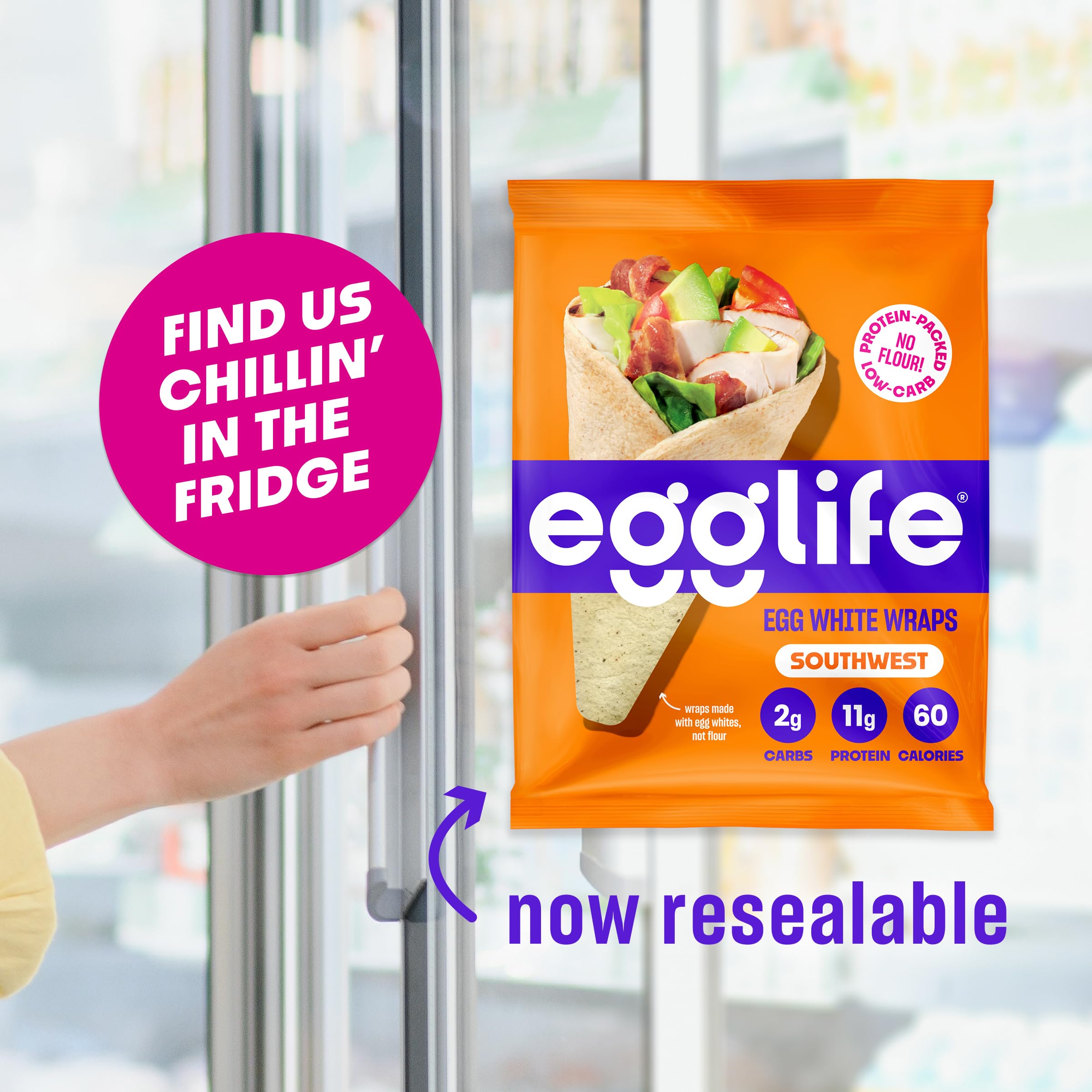 Egglife Original Egg White Wraps - (6 Count) - Refrigerated, Flourless, Gluten Free Wraps - Low Carb Tortilla Alternative