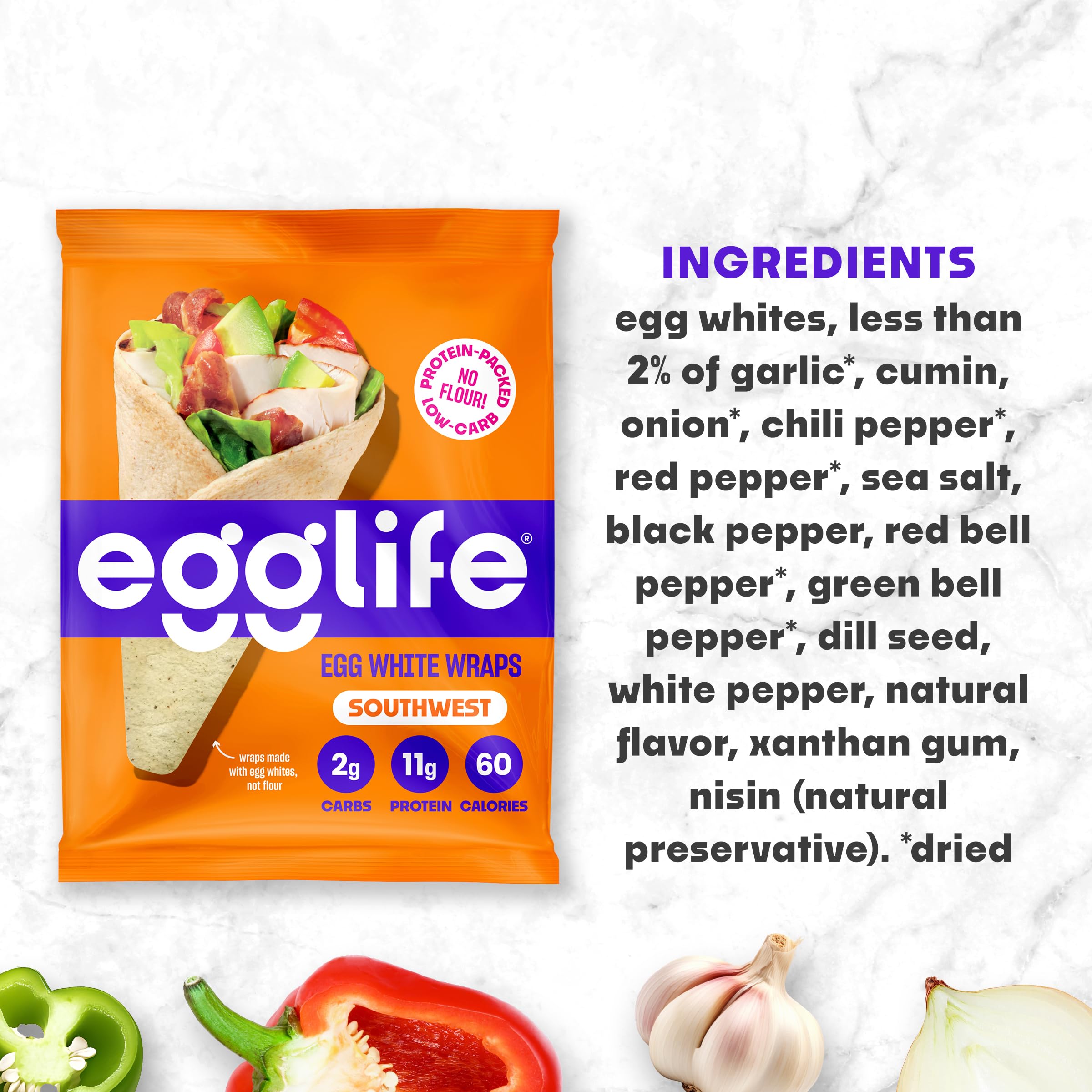 Egglife Original Egg White Wraps - (6 Count) - Refrigerated, Flourless, Gluten Free Wraps - Low Carb Tortilla Alternative