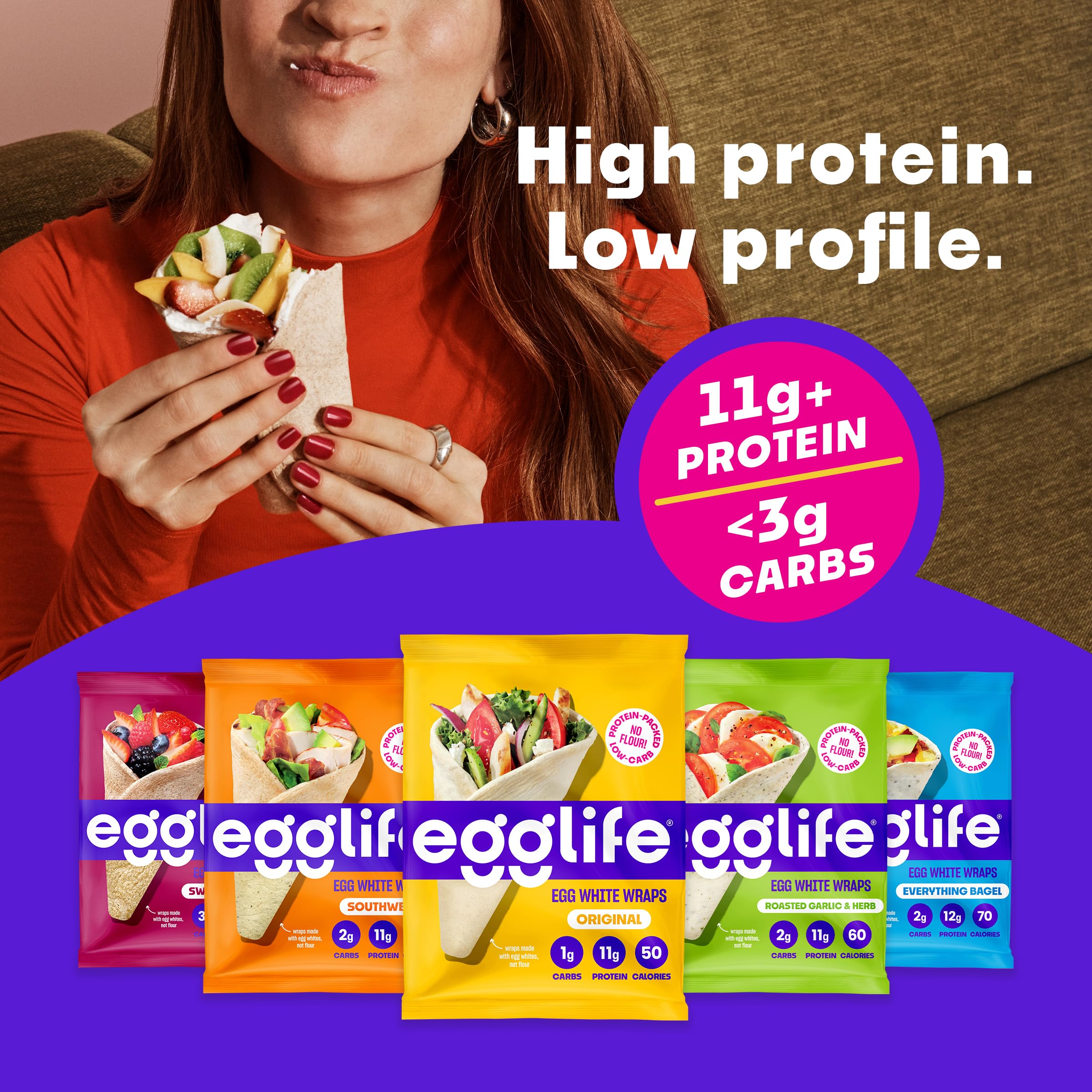 Egglife Original Egg White Wraps - (6 Count) - Refrigerated, Flourless, Gluten Free Wraps - Low Carb Tortilla Alternative