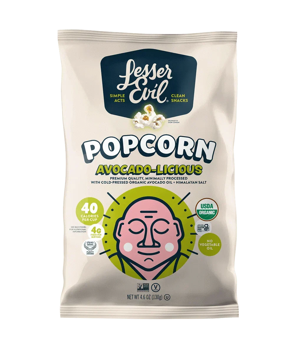 Lesser Evil Avocado-licious Popcorn (4.6 Oz Bags - 12 Pack)